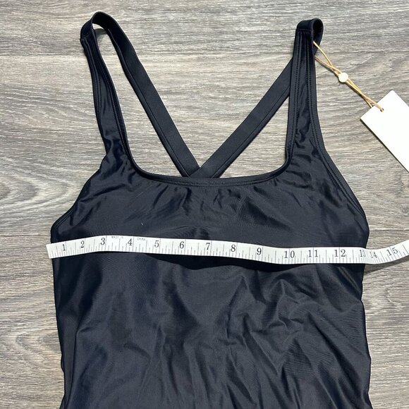 NWT Quince Medium Italian Cross-Back One Piece Swimsuit Black Swim Bathing Suit - Picture 6 of 9